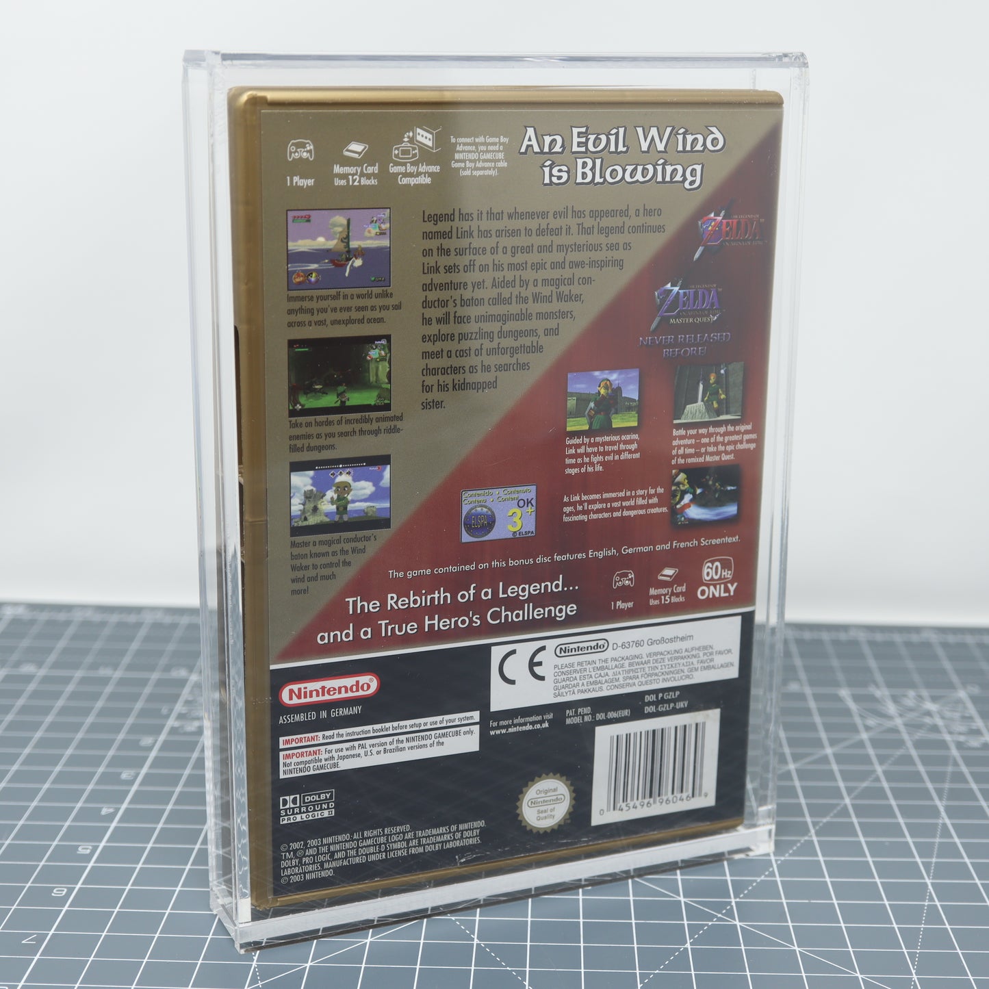 Lab Fifteen Co custom acrylic display capsule for nintendo gamecube zelda windwaker rear cover