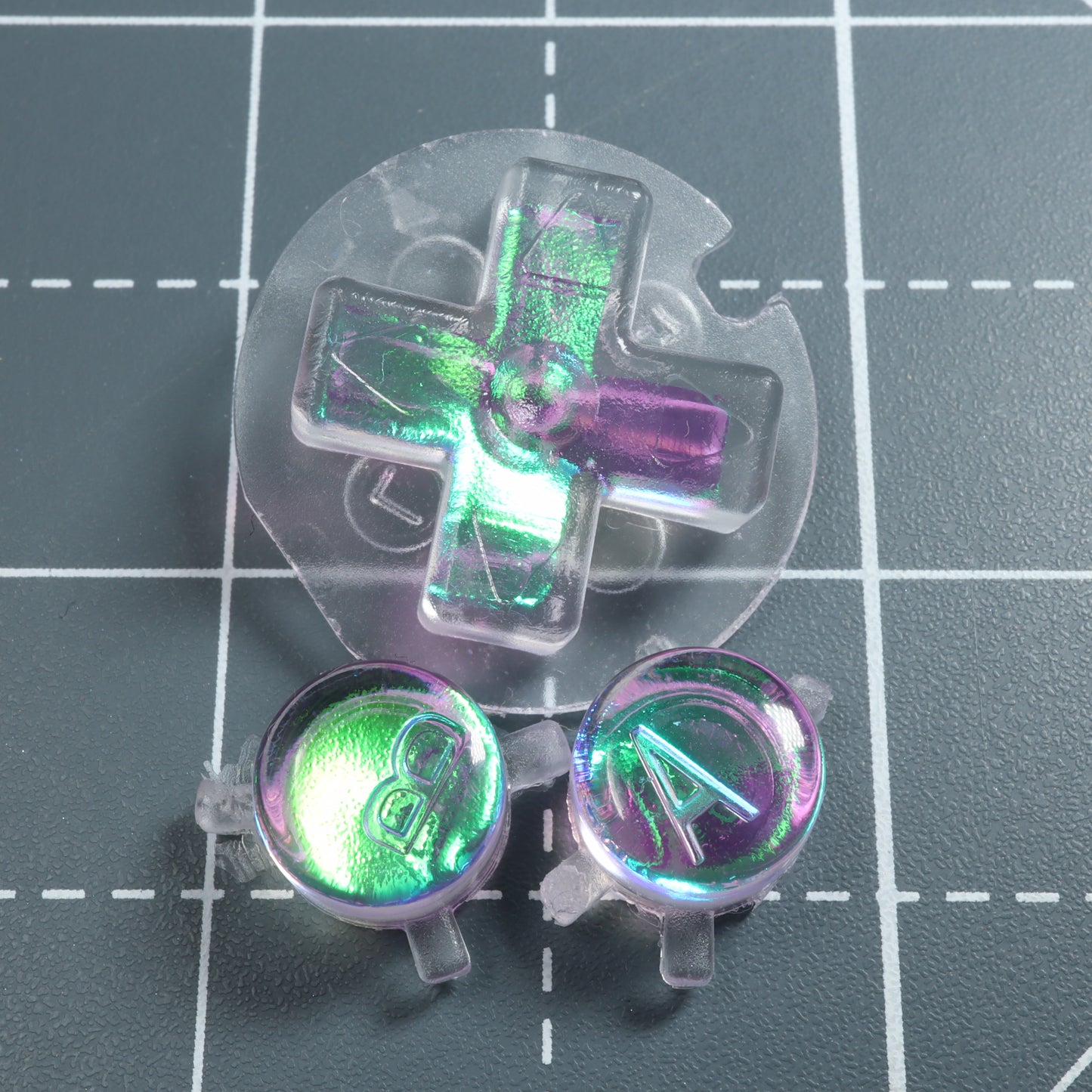 labfifteen with custom Game Boy Color - Custom Button - Cool Opal resin buttons.