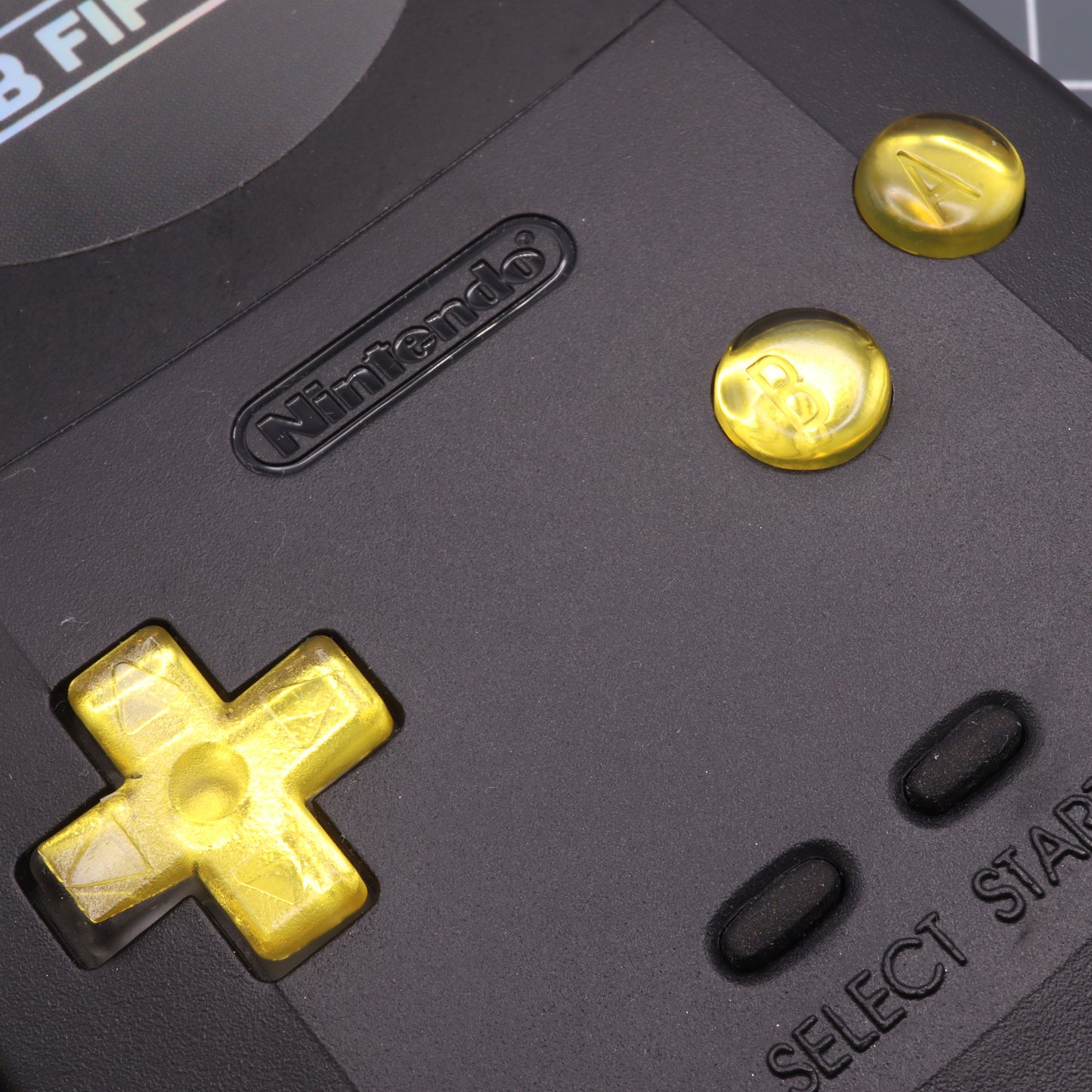 Game Boy Color buttons with lab fifteen co silver chrome gold yellow custom buttons in black shell