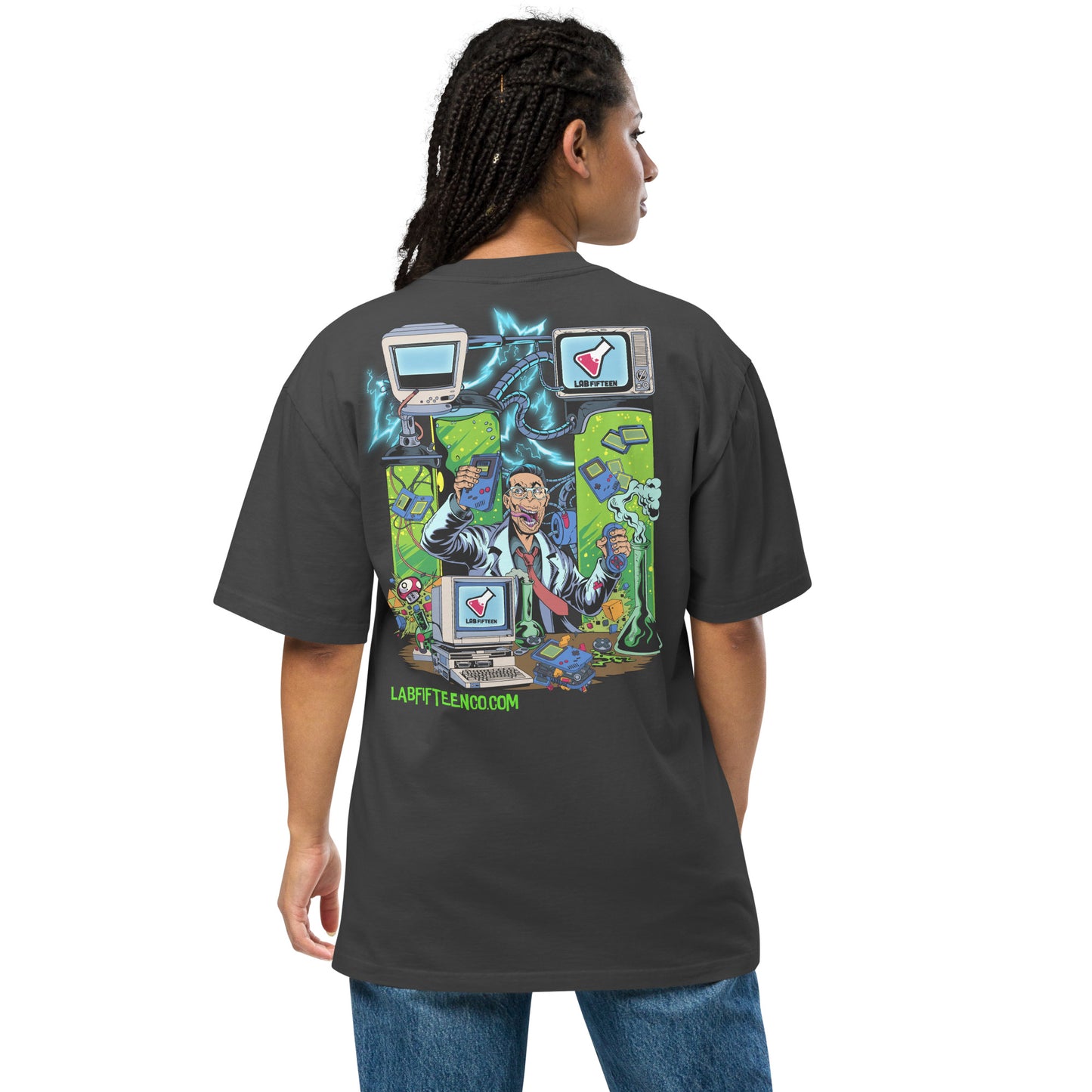 Oversized Crazy Science Lab faded t-shirt