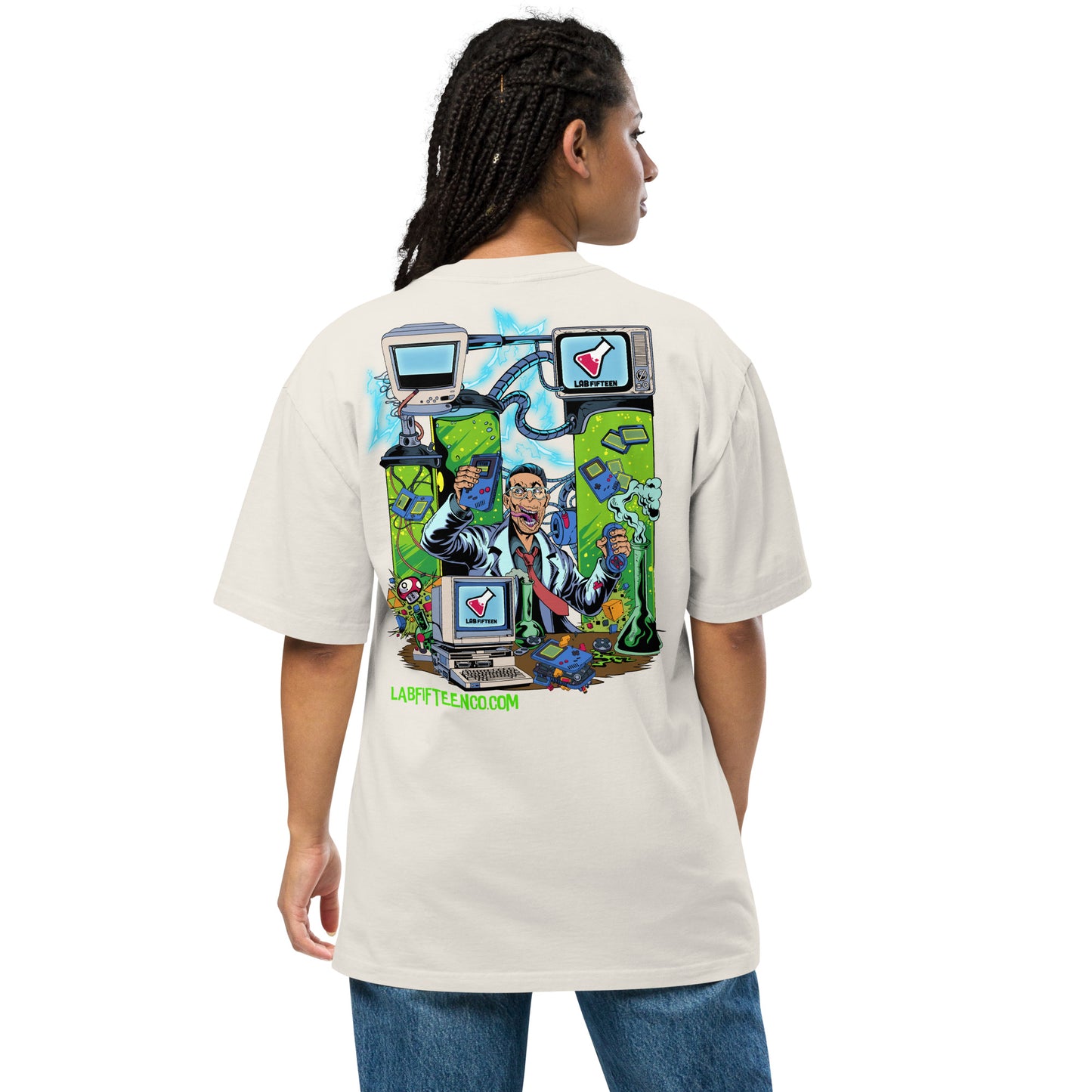 Oversized Crazy Science Lab faded t-shirt