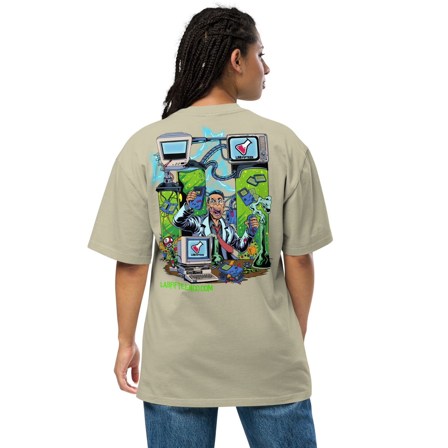 Oversized Crazy Science Lab faded t-shirt